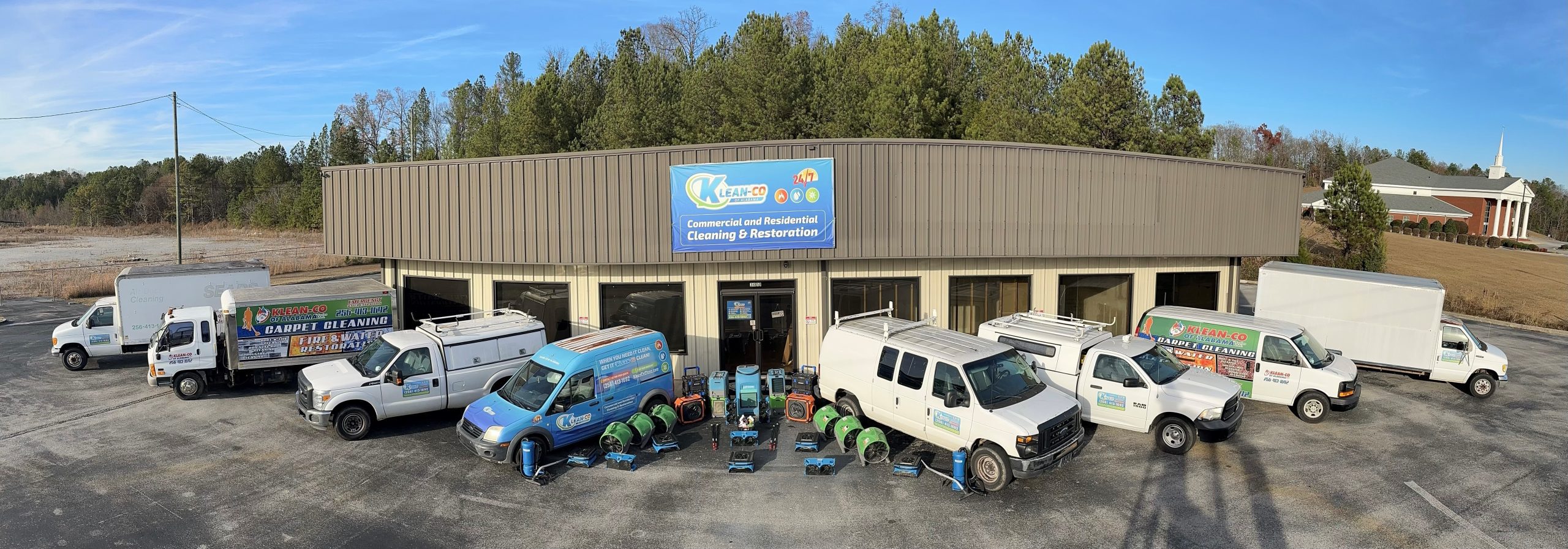 water damage restoration company equipment and vehicles for Klean-Co